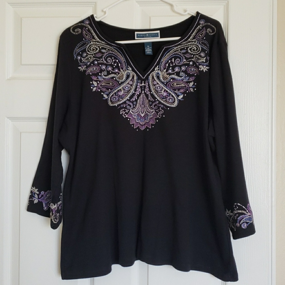 Karen Scott 1X Blouse Shirt